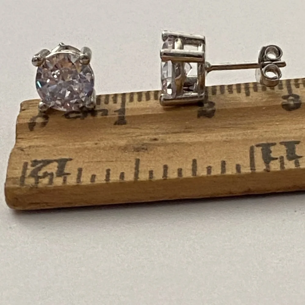 925 Silver 7mm cz earrings cubic zirconia stone stunning